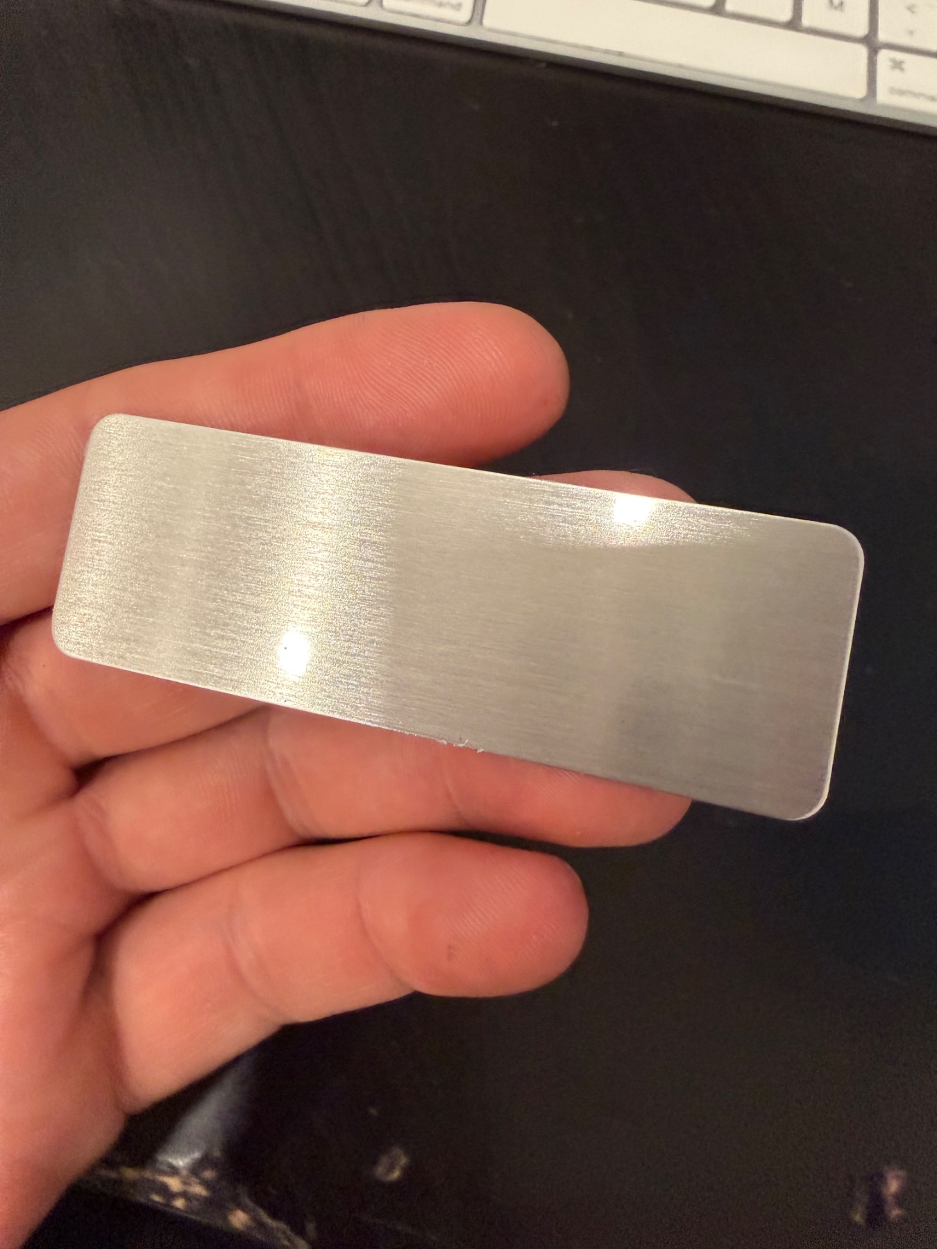 Metal 1"x3" Plate with Rounded Corners Name Tag Plate Brushed Aluminum